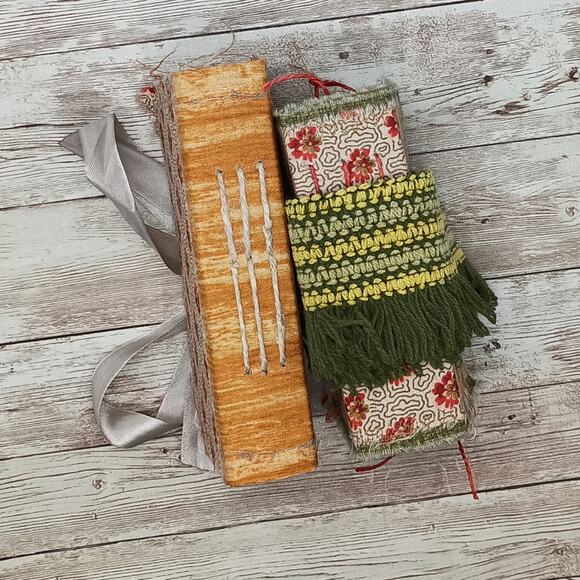 Small Red Floral Junk Journals, Handmade Recycled Journals, Chunky Junk Journals - Picture 5 of 16